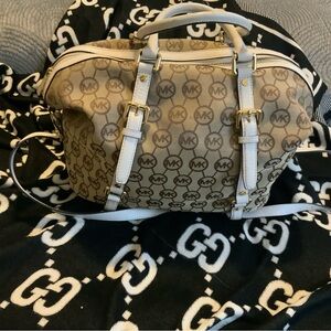 Michael Kors Tan and Cream Satchel Bag/Purse Bedford